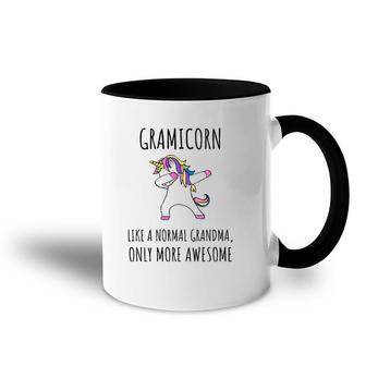 Womens Gramicorn Like A Grandma Only Awesome Dabbing Unicorn Gift V-Neck Accent Mug | Mazezy