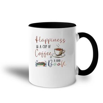 Womens Happiness Is Cup Of Coffee & Good Book Reading Habit Gift Accent Mug | Mazezy