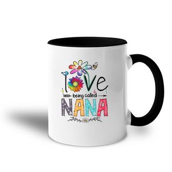 Womens I Love Being Called Nana Daisy Flower Cute Mother's Day V-Neck Accent Mug | Mazezy