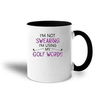 Womens I'm Not Swearing I'm Using My Golf Words Purple Leopard V-Neck Accent Mug | Mazezy