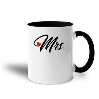 Womens Matching Mr & Mrs Married Couple Gifts Mister And Misses V-Neck Accent Mug | Mazezy