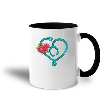 Womens Nurse Heart Floral Nursing Accent Mug | Mazezy
