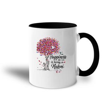 Womens Tree - Happiness Is Being Nahni- Footprints-Grandma Tee Accent Mug | Mazezy