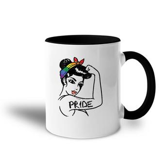 Womens Unbreakable Strong Woman Rainbow Gay Pride Lgbt Women Gift V-Neck Accent Mug | Mazezy