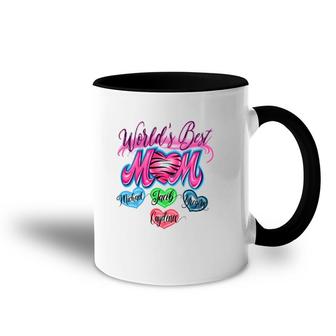 World's Best Mom Mother's Day Gift Michael Jacob Gregory Caydence Kids Hearts Accent Mug | Mazezy CA