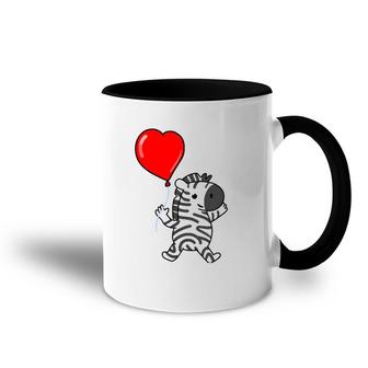 Zebra With Heart Balloon Valentines Day Zebra Accent Mug | Mazezy