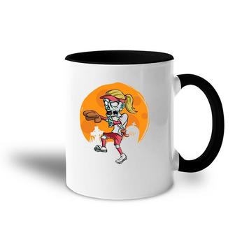 Zombie Softball Funny Sports Halloween Gift Accent Mug | Mazezy