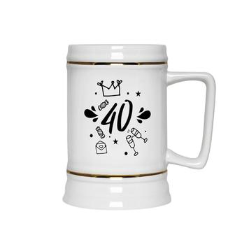 40 Happy 40Th Birthday Party Cheer Gift Ceramic Beer Stein - Seseable