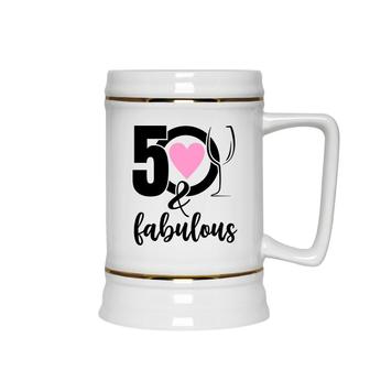 50Th Birthday Gift 50 And Fabulous Heart Wine Ceramic Beer Stein - Seseable