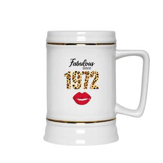 50Th Birthday Gift Happy Fabulous Since 1972 Leopard Lips Ceramic Beer Stein - Seseable