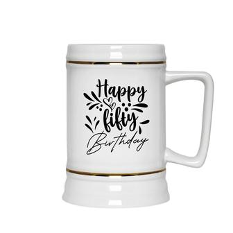 50Th Birthday Gift Happy Fifty Birthday Party Ceramic Beer Stein - Seseable