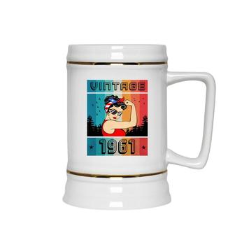 61Th Birthday Gift 61 Years Old For Women Retro Vintage 1961 Ceramic Beer Stein - Seseable