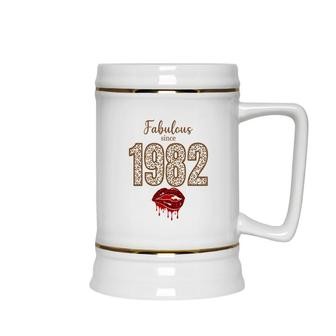 Fabulous Since 1982 Red Lips 40Th Birthday Ceramic Beer Stein - Seseable