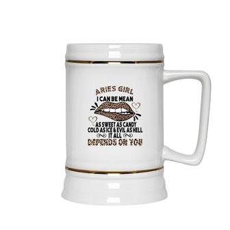 Sweet As Candy Cold As Ice Aries Leopard Aries Girls Birthday Gift Ceramic Beer Stein - Seseable