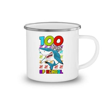 100 Days Of School Shark Lover Boys Girls 100 Days Smarter Camping Mug | Mazezy