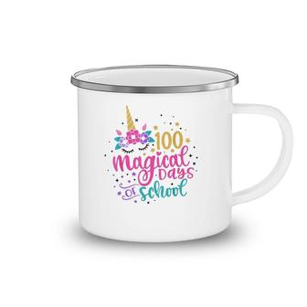 100 Magical Days Of School Unicorn Gift Teacher Student Camping Mug | Mazezy