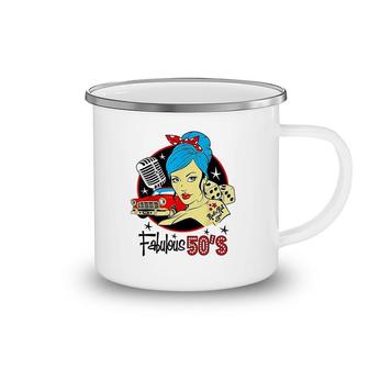 1950s Sock Hop Party Pinup Camping Mug | Mazezy