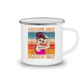 40 Years Old Awesome Since March 1982 40Th Birthday Gifts Camping Mug - Seseable
