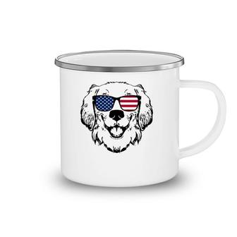 4Th Of July Golden Retriever Us American Flag - July Fourth Camping Mug | Mazezy
