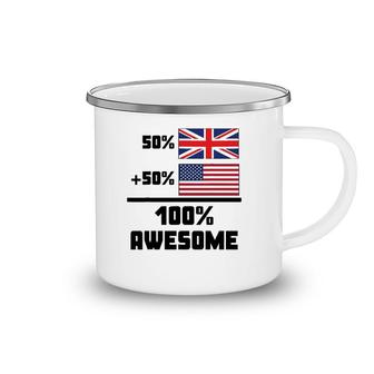 50 British 50 American 100 Awesome United Kingdom Flag Camping Mug | Mazezy