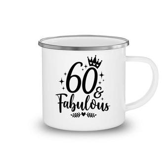 60 Fabulous Black Crown 60Th Birthday Camping Mug - Seseable