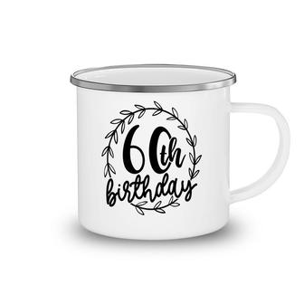 60Th Birthday Circle Black Camping Mug - Seseable