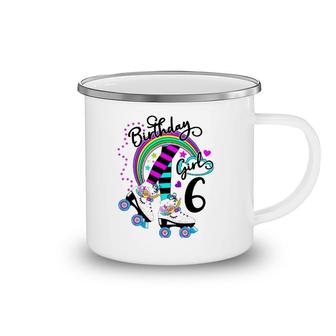 6Th Unicorn Roller Skate Birthday Party For Girls Camping Mug | Mazezy