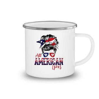 All American Cpa 4Th Of July Messy Bun Flag Certified Pediatric Nurse Gift Camping Mug
