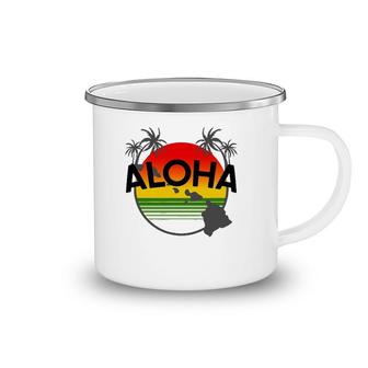Aloha Hawaii Palm Tree - Feel The Aloha Hawaiian Spirit Camping Mug | Mazezy