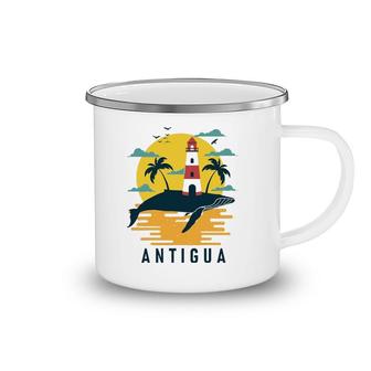 Antigua Palm Tree Lighthouse Sunset Souvenir Tourist Camping Mug | Mazezy