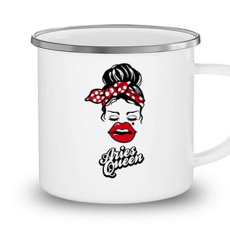 Aries Girls Aries Queen With Red Lip Gift Birthday Gift Camping Mug - Seseable
