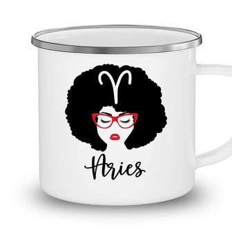 Aries Girls Beautiful Girl With Red Lip Great Birthday Gift Camping Mug - Seseable