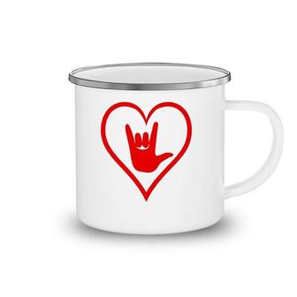 Asl American Sign Language I Love You Happy Valentine's Day Camping Mug | Mazezy