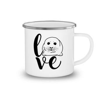 Baby Harp Seal Letter Print Love Camping Mug | Mazezy