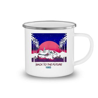 Back To The Future 1985 Neon Delorean Sunset Graphic Camping Mug | Mazezy
