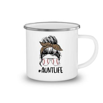 Baseball Aunt Messy Bun, Auntie Life Messy Bun Mother's Day Camping Mug | Mazezy