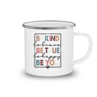 Be Kind Be Brave Be True Be Happy Be You Leopard Heart Women Camping Mug | Mazezy