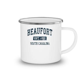 Beaufort South Carolina Sc Vintage Sports Design Navy Print Camping Mug | Mazezy