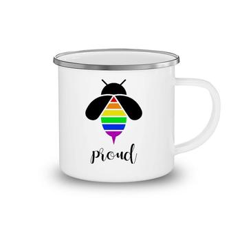 Bee Proud Gay Pride Lgbtq Funny Rainbow Bee Camping Mug | Mazezy