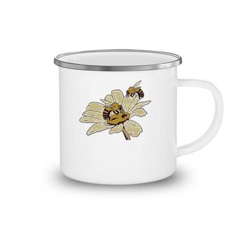 Bees On Flower Beekeeper Gift Camping Mug | Mazezy