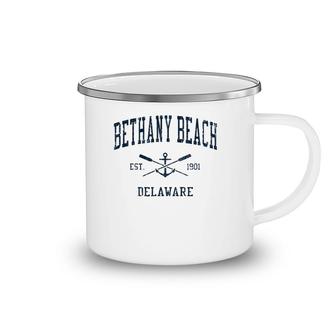 Bethany Beach De Vintage Navy Crossed Oars & Boat Anchor Camping Mug | Mazezy