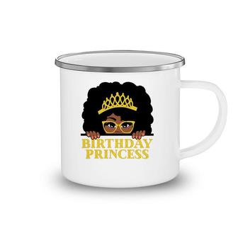 Birthday Princess Afro Crown Glasses Cute Birthday Princess Camping Mug | Mazezy