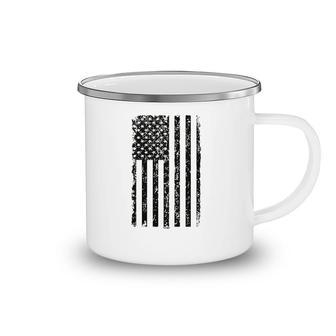 Black Usa Flag United States Camping Mug