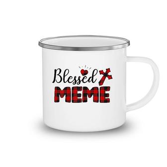 Blessed Meme Christian Cross Heart Camping Mug | Mazezy
