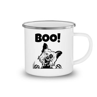 Boo Hiding Hairless Puppy Dog Halloween Chinese Crested Camping Mug | Mazezy