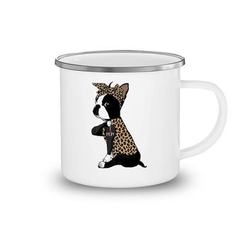 Boston Terrier Lover I Love Mom Tattoo Leopard Mothers Day Camping Mug | Mazezy
