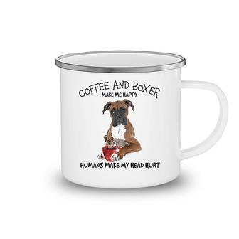 Boxer And Coffee Make Me Happy Camping Mug | Mazezy