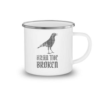 Bran The Broken And Raven Distressed Camping Mug | Mazezy