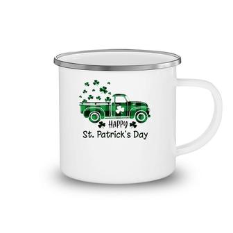 Buffalo Plaid Shamrock Vintage Truck Happy St Patrick's Day Camping Mug | Mazezy