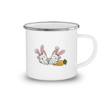 Bunny Cat Sleeping With Carrots Happy Easter Day Camping Mug - Seseable